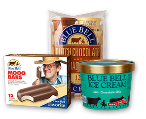 Blue Bell Ice Cream products Blue Bell 12 pk Moo bars, Half gallon Mint Chocolate Chip, 12 pk cups