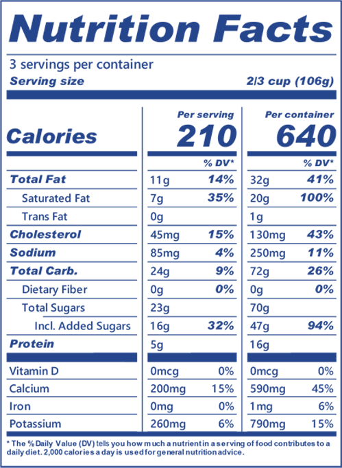 Blue Bell Homemade Vanilla Ice Cream Pint Nutritional Information