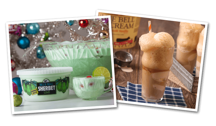 Recipes Sherbet Punch with Christmas decor and Homemade Vanilla float